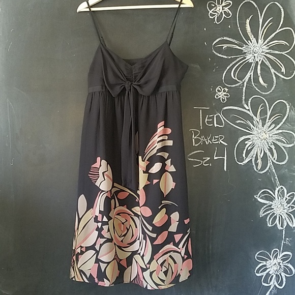 Ted Baker Dresses & Skirts - Ted Baker Silk Dress Black Floral Sz 4
